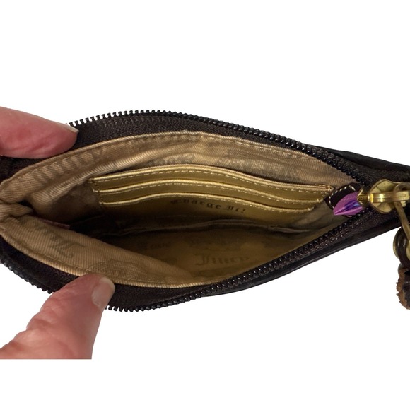 Vintage Y2K Juicy Couture Wristlet Wallet Brown Floral Embroidered - Picture 6 of 8